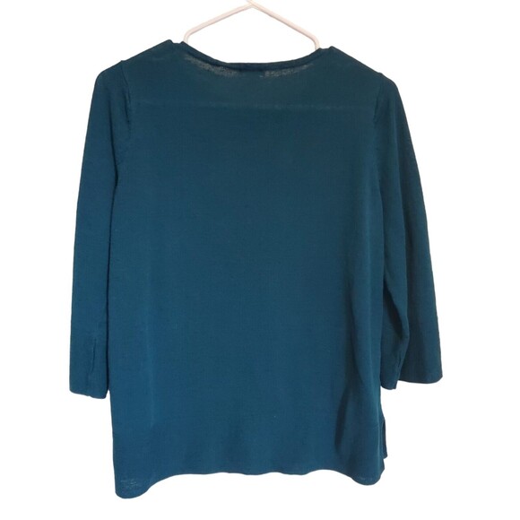 Womens J.Jill Linen Blend Teal Pullover Lightweight Longsleeve Sweater Size M - Picture 2 of 8
